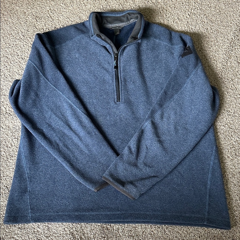 Eddie Bauer Men's Blue Fleece  Zip-Up pullover Size XL EUC‎ cabincore normcore